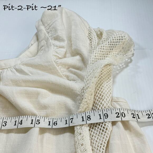 Old Navy Flutter Sleeve Shift Dress M Cream Lace Summer Coastal Cottage Coquette - Picture 11 of 15